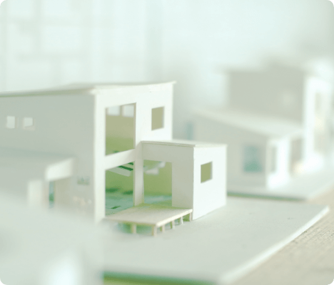 手前から奥に並んでいる家のサンプル