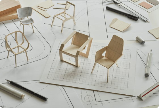 様々な家具のミニチュア模型